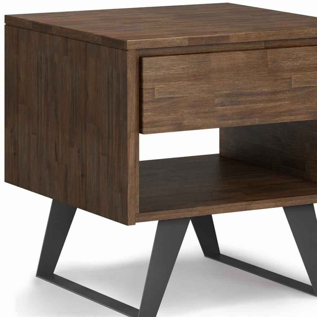 22" Brown Metal Square End Table