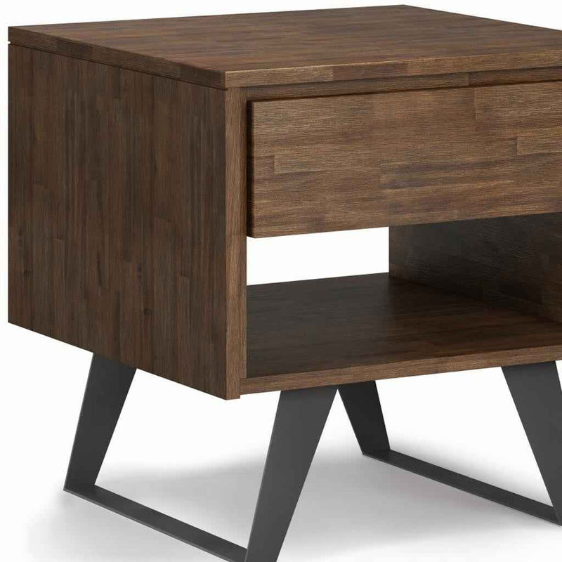 22" Brown Metal Square End Table