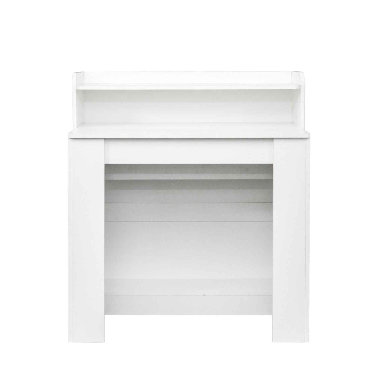 98" White Wood Floor Shelf Coffee Table