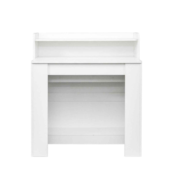 98" White Wood Floor Shelf Coffee Table