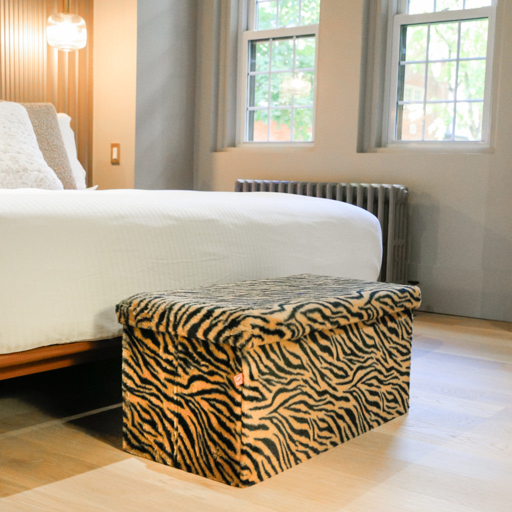 30" Plastic Animal Print Storage Ottoman