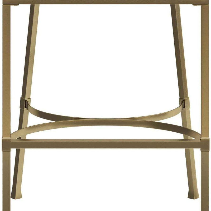 31" White and Gold Wood Fabric and Steel Low Back Bar Height Bar Chair