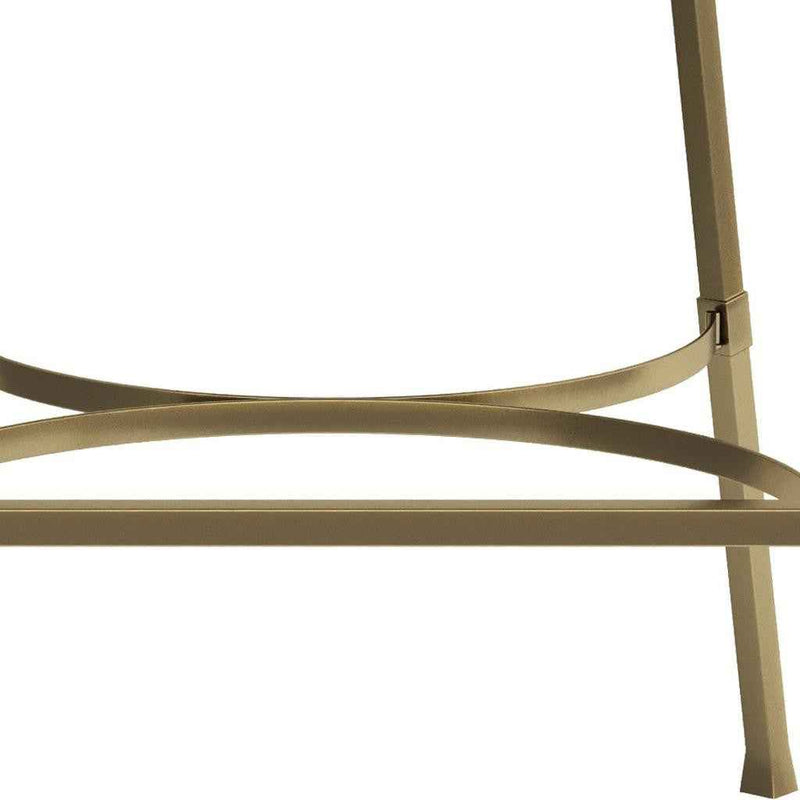 31" White and Gold Wood Fabric and Steel Low Back Bar Height Bar Chair