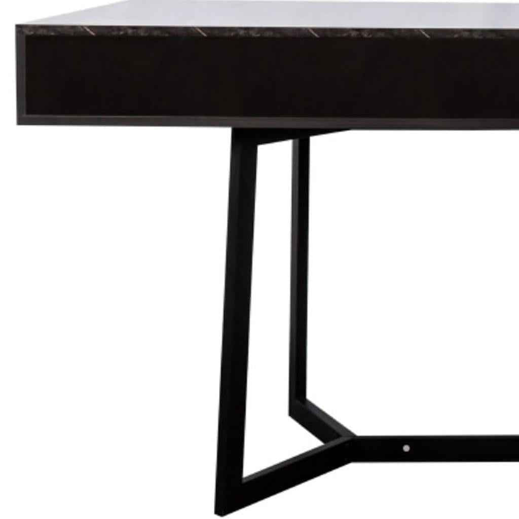 71" Black Wood Trestle Coffee Table