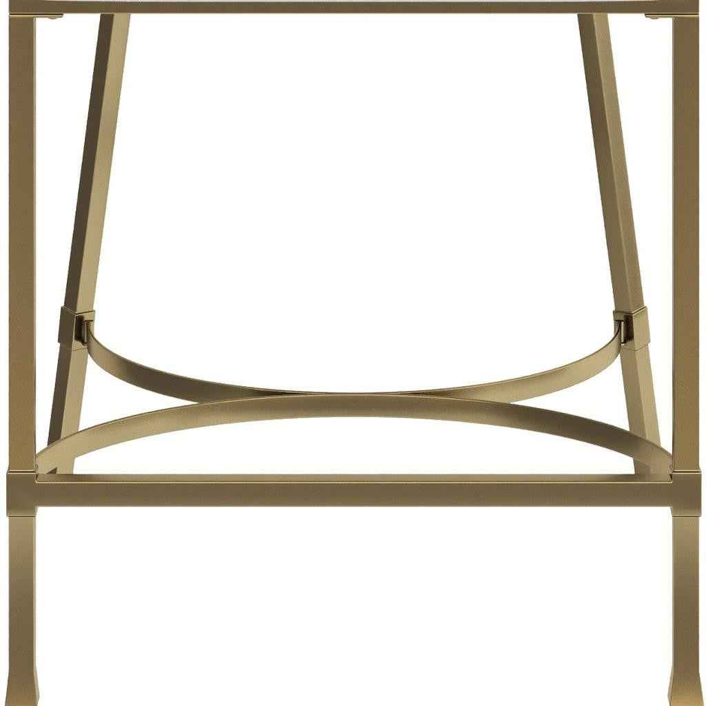 26" White and Gold Wood Fabric and Steel Low Back Counter Height Bar Chair