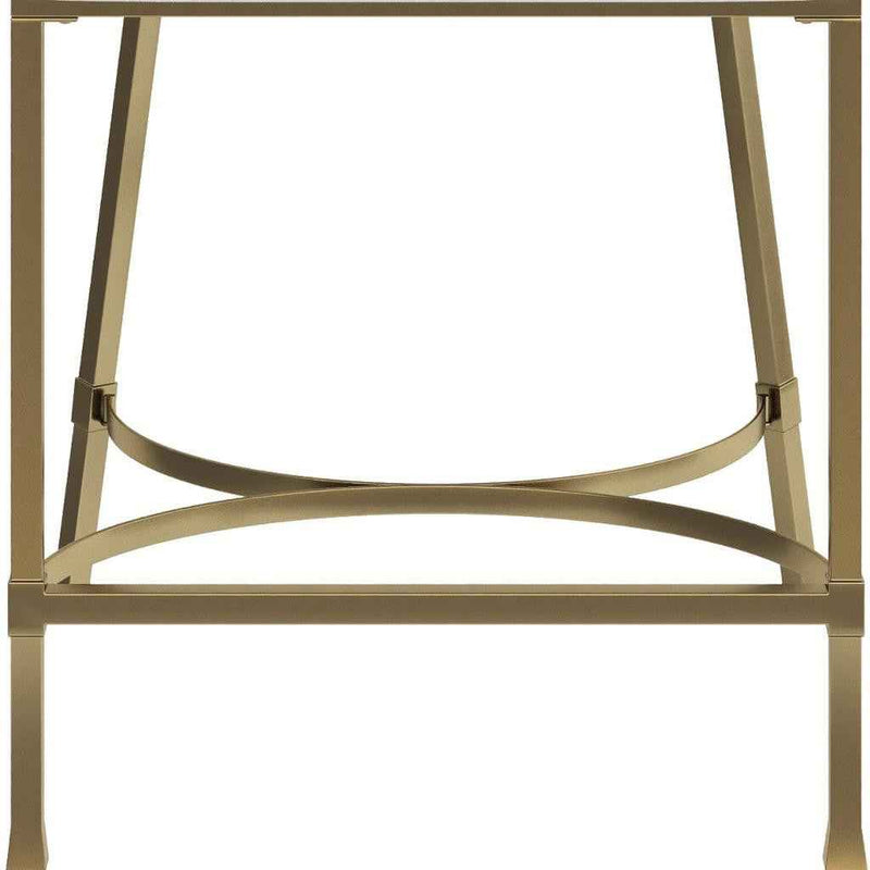 26" White and Gold Wood Fabric and Steel Low Back Counter Height Bar Chair