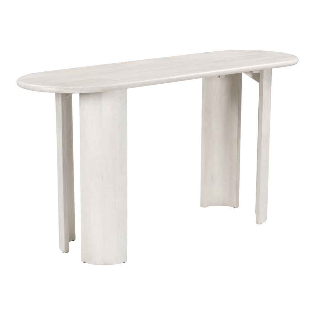 58" White Solid Wood Oval Console Table