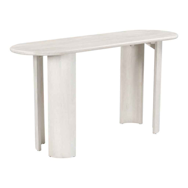 58" White Solid Wood Oval Console Table Default Title