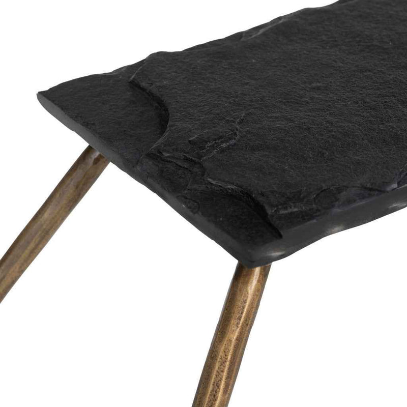 48" Clear and Brass Glass Iron and Stone Frame Console Table With Shelf