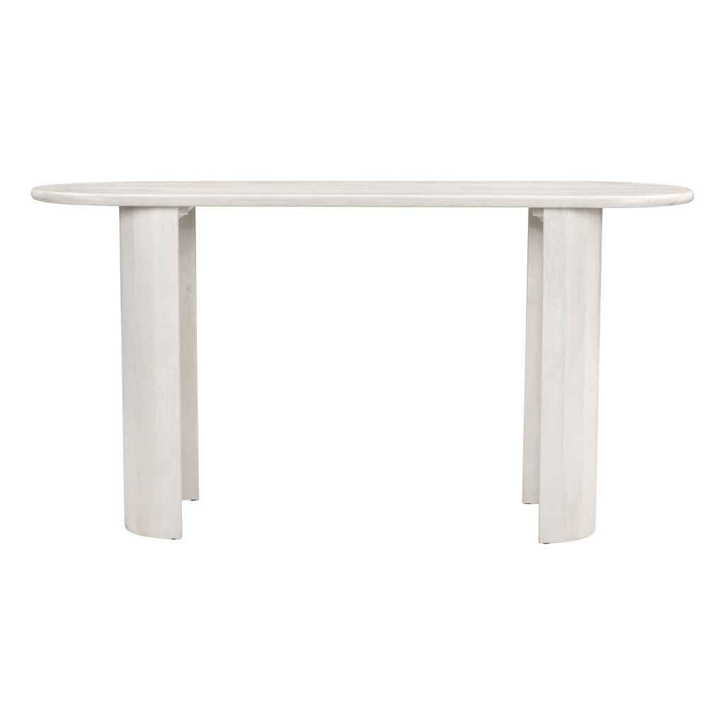 58" White Solid Wood Oval Console Table
