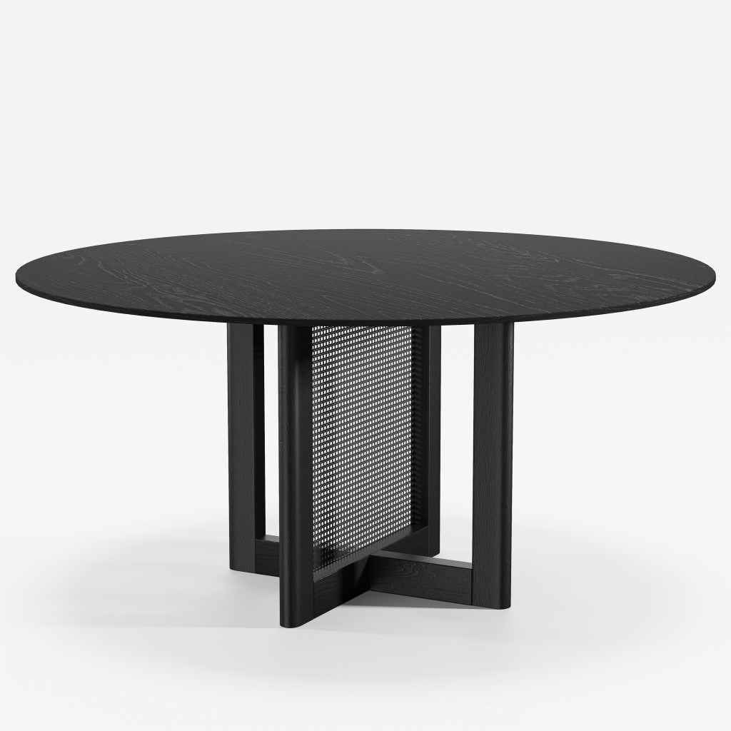 59" Black Solid Wood Rounded Bar Table