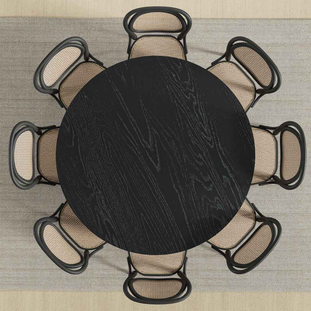 59" Black Solid Wood Rounded Bar Table