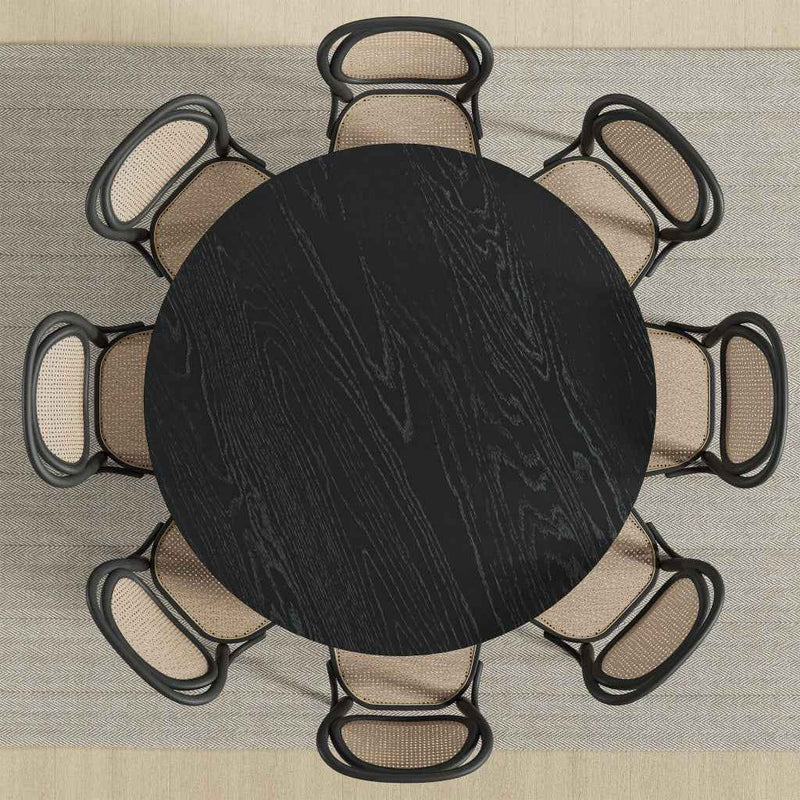 59" Black Solid Wood Rounded Bar Table