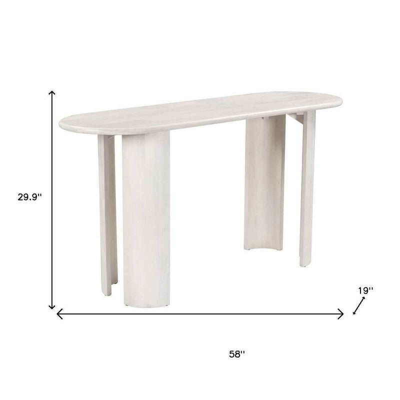 58" White Solid Wood Oval Console Table