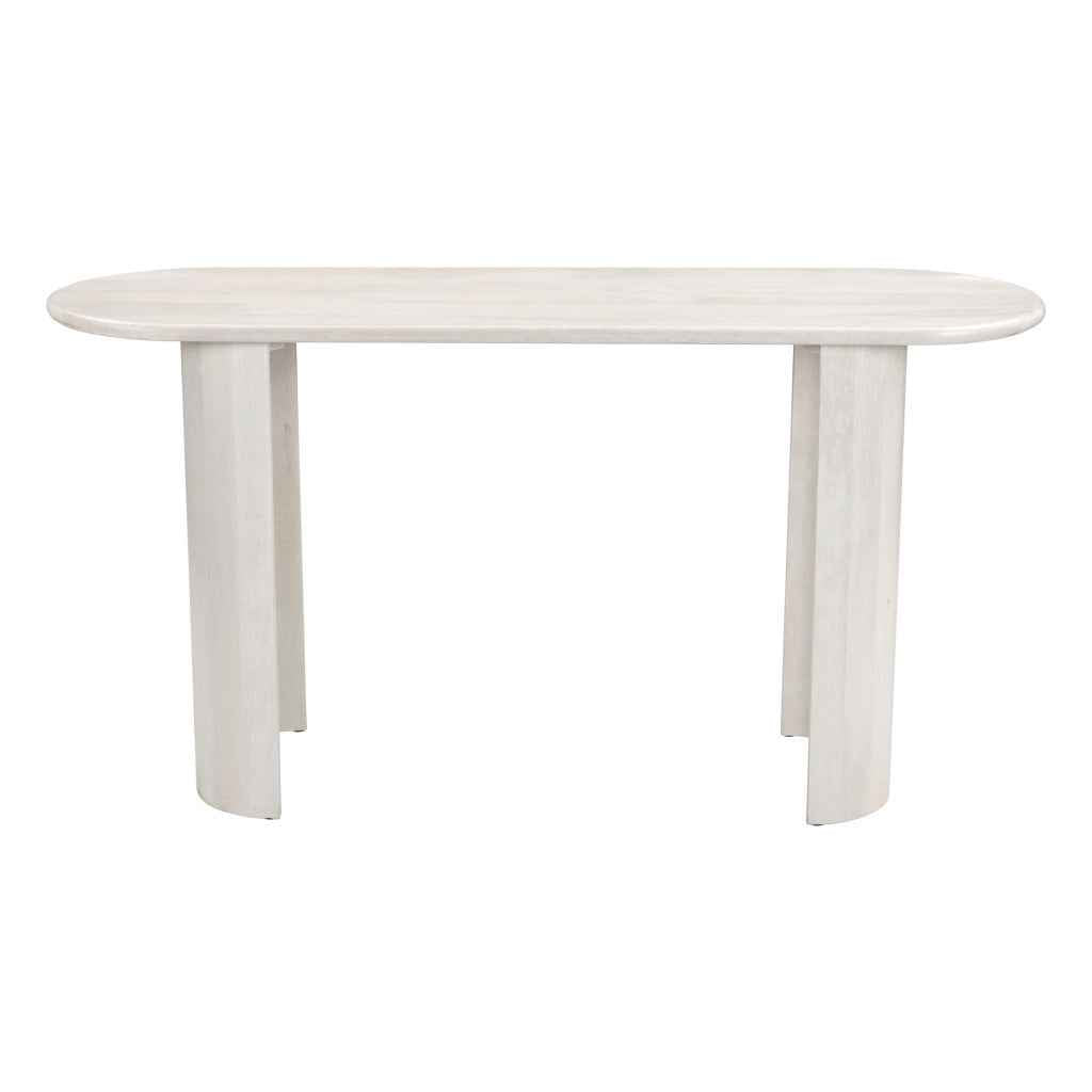 58" White Solid Wood Oval Console Table