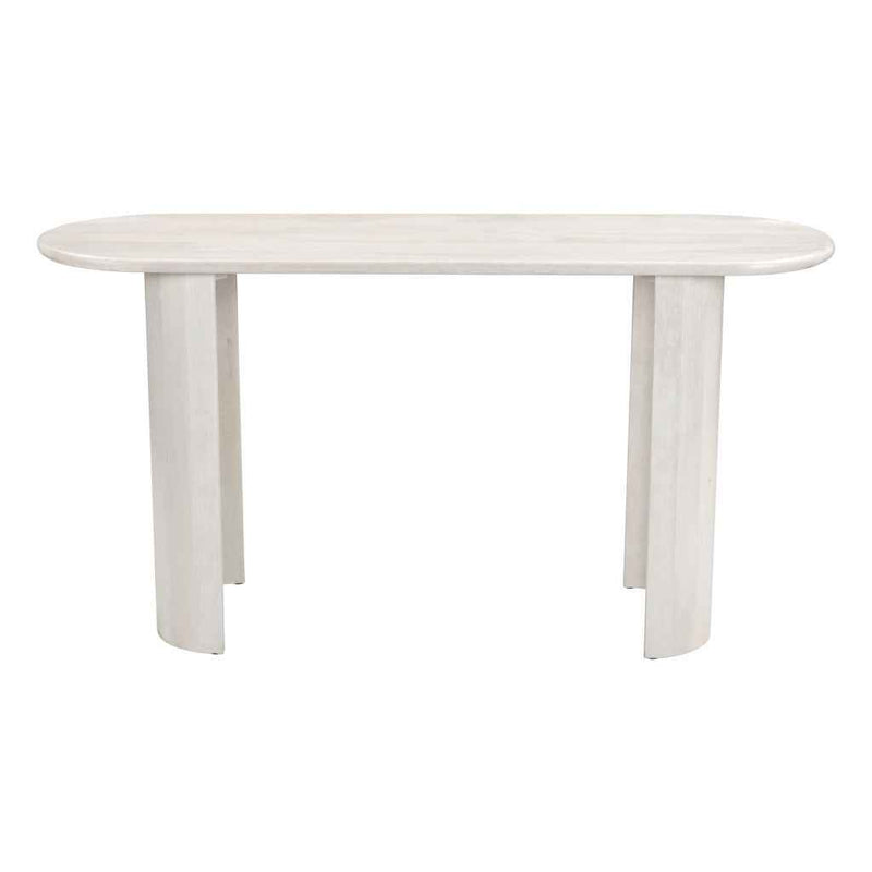 58" White Solid Wood Oval Console Table