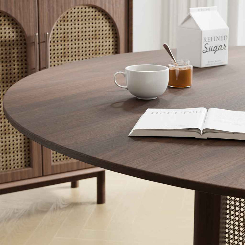 59" Brown Solid Wood Rounded Bar Table