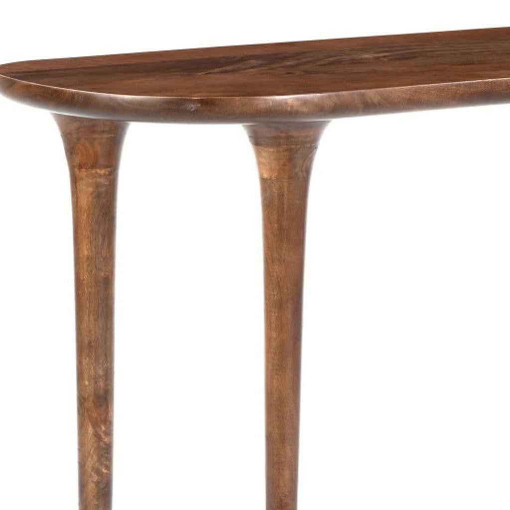 48" Brown Solid Wood Half Circle Console Table