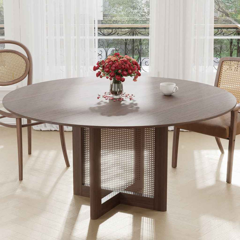 59" Brown Solid Wood Rounded Bar Table