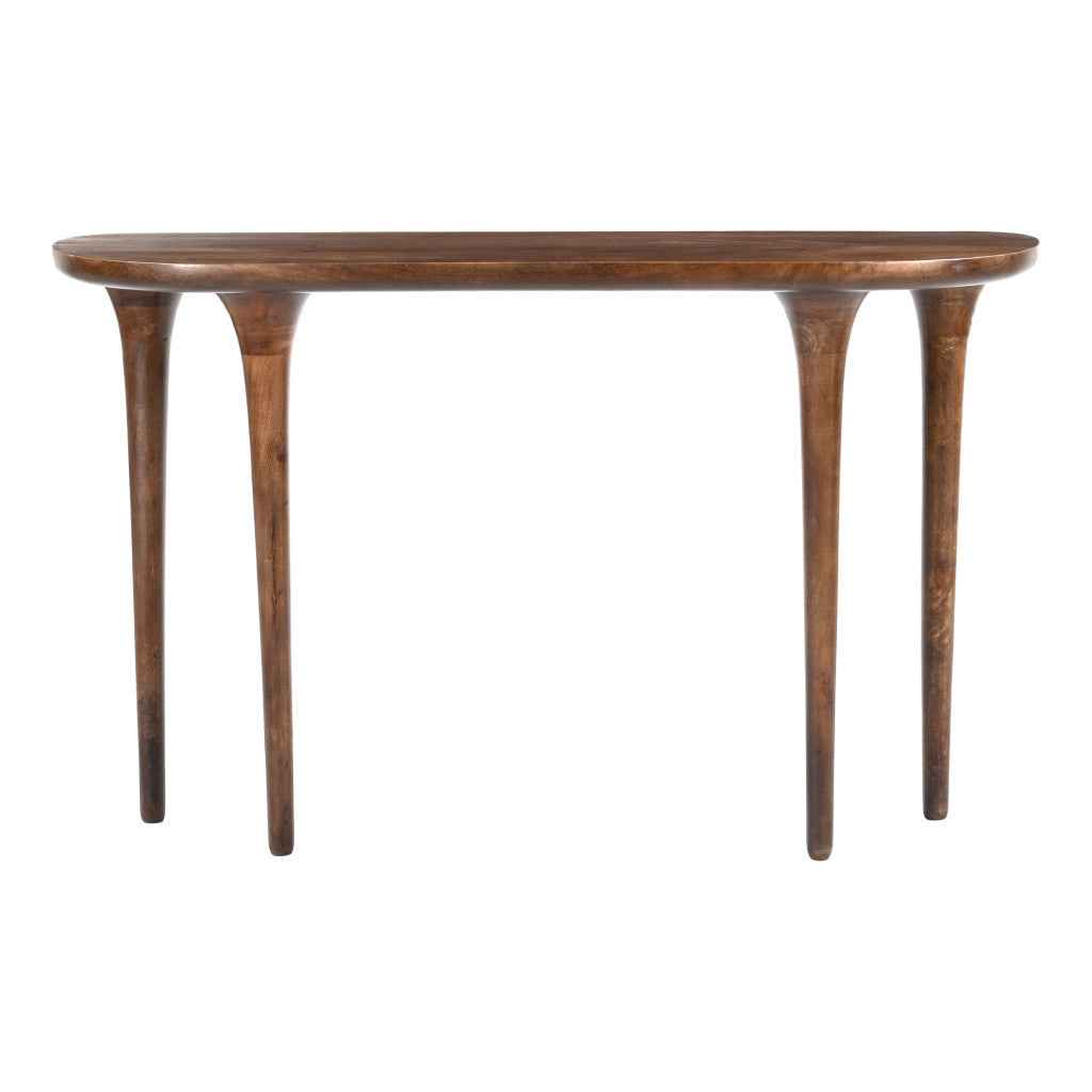 48" Brown Solid Wood Half Circle Console Table