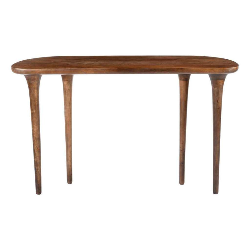48" Brown Solid Wood Half Circle Console Table