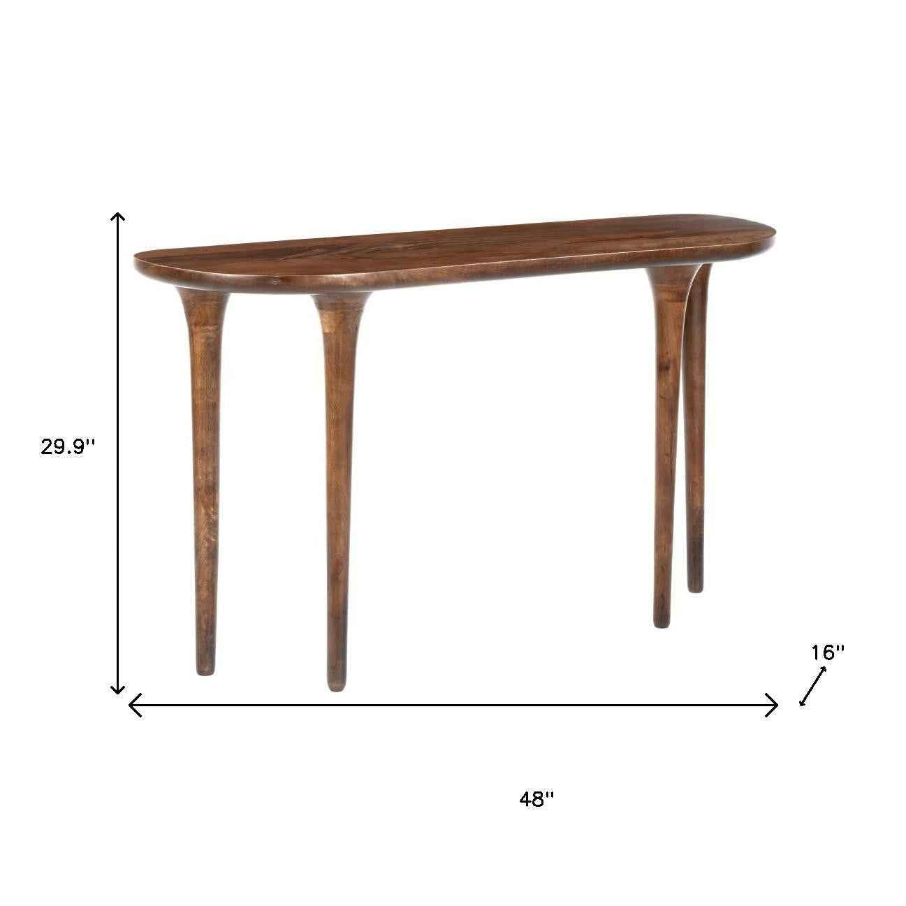 48" Brown Solid Wood Half Circle Console Table