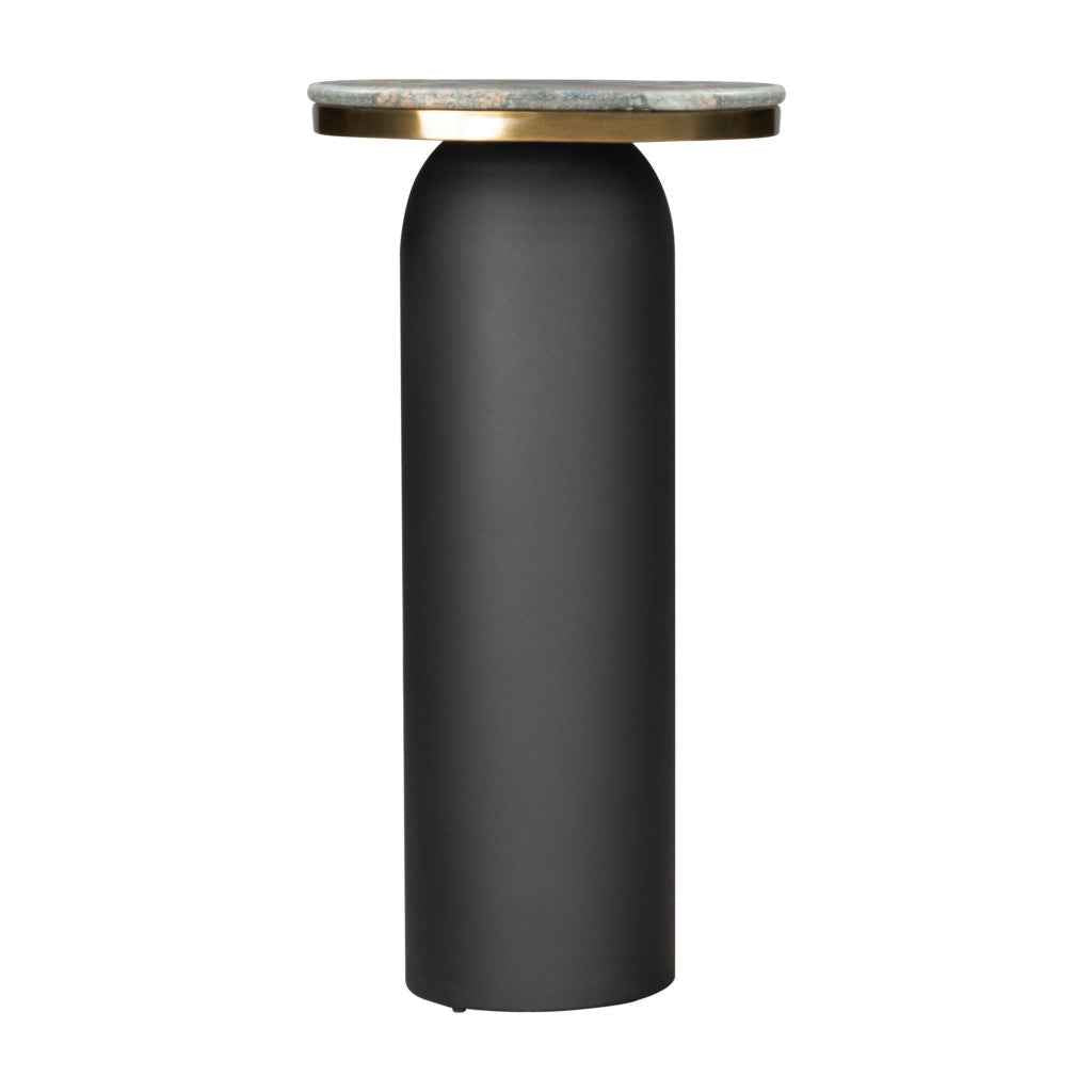 43" Black and Gold Genuine Marble and Steel Double Pedestal Console Table