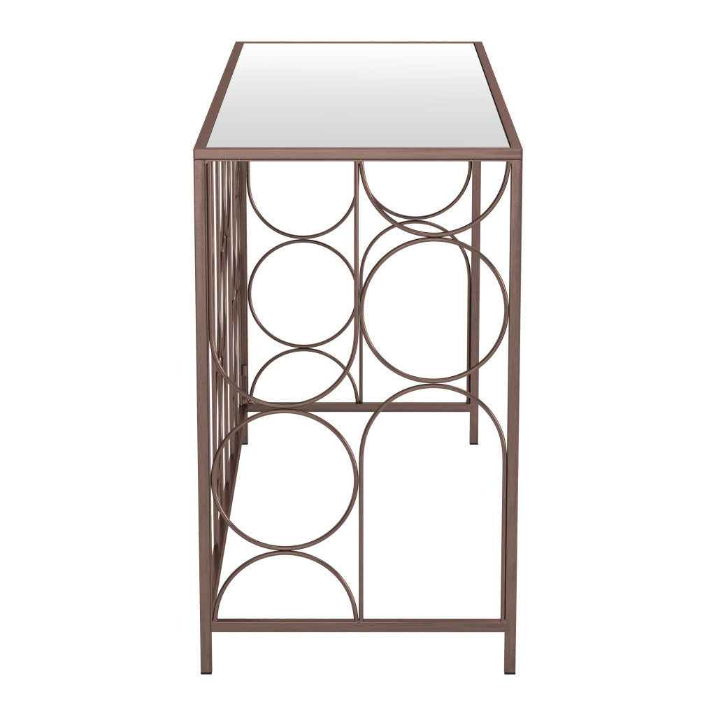 50" Bronze Mirrored Glass and Steel Frame Console Table
