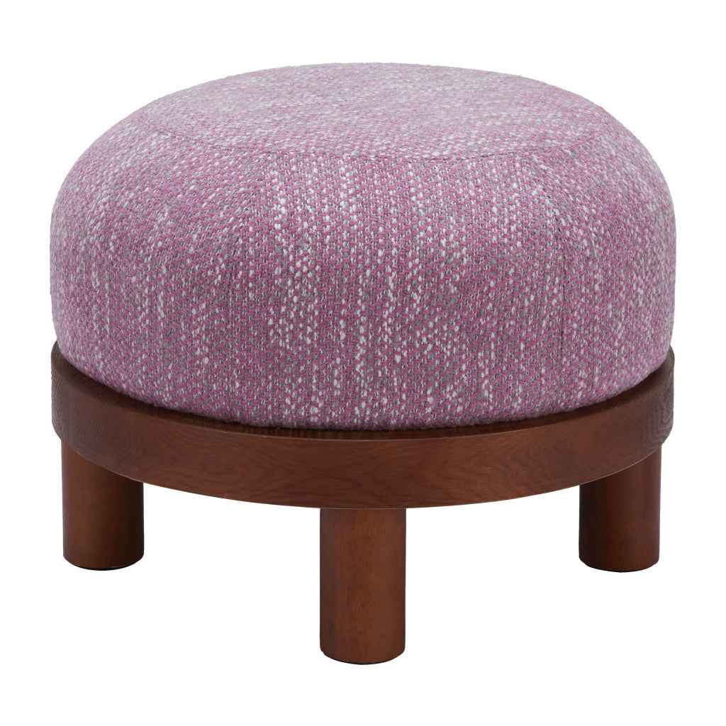 23" Brown Fabric Round Ottoman