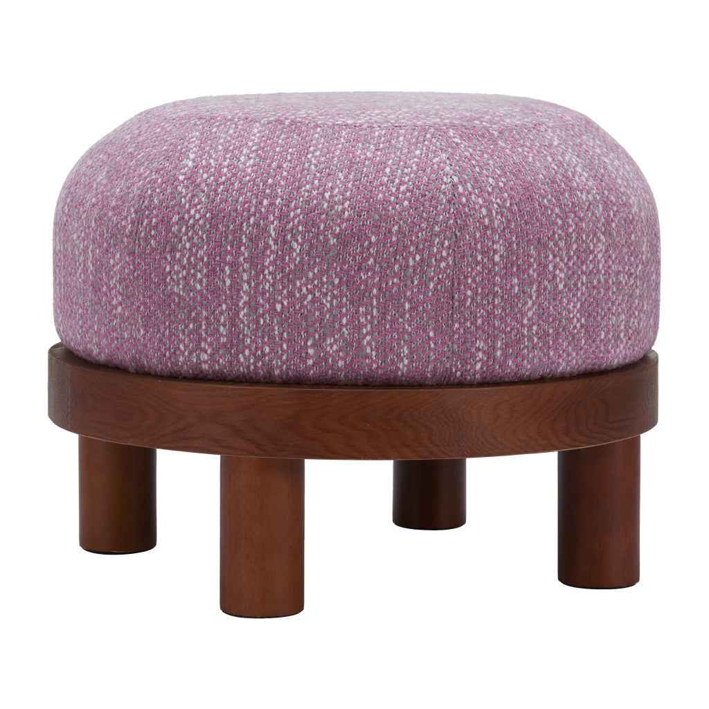23" Brown Fabric Round Ottoman