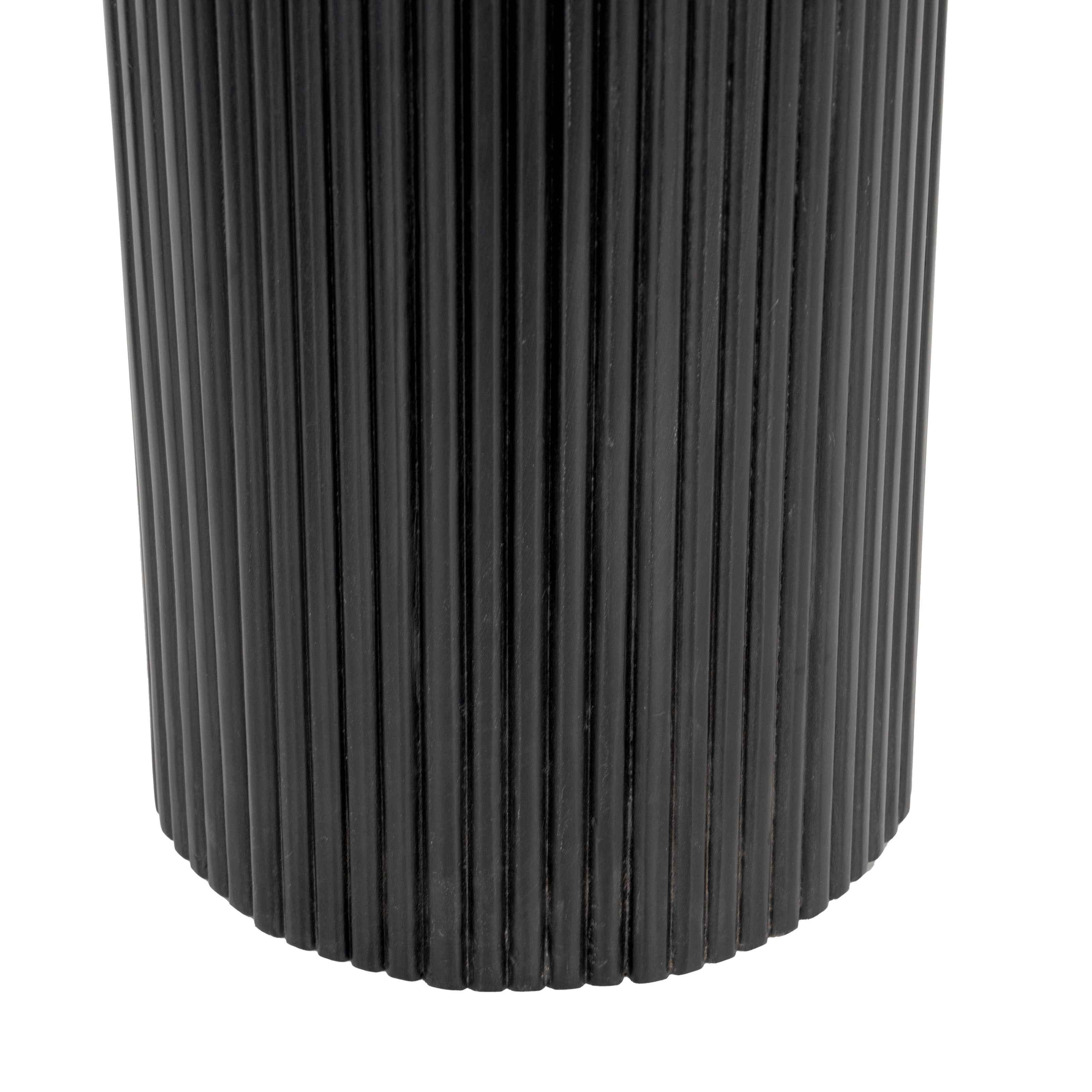 52" White and Black Genuine Marble and Solid Wood Oval Double Pedestal Console Table