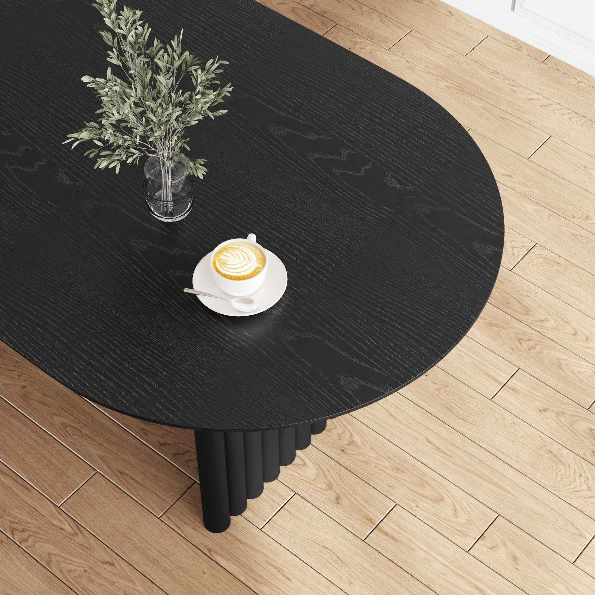 33" Black Solid Wood Oval Bar Table