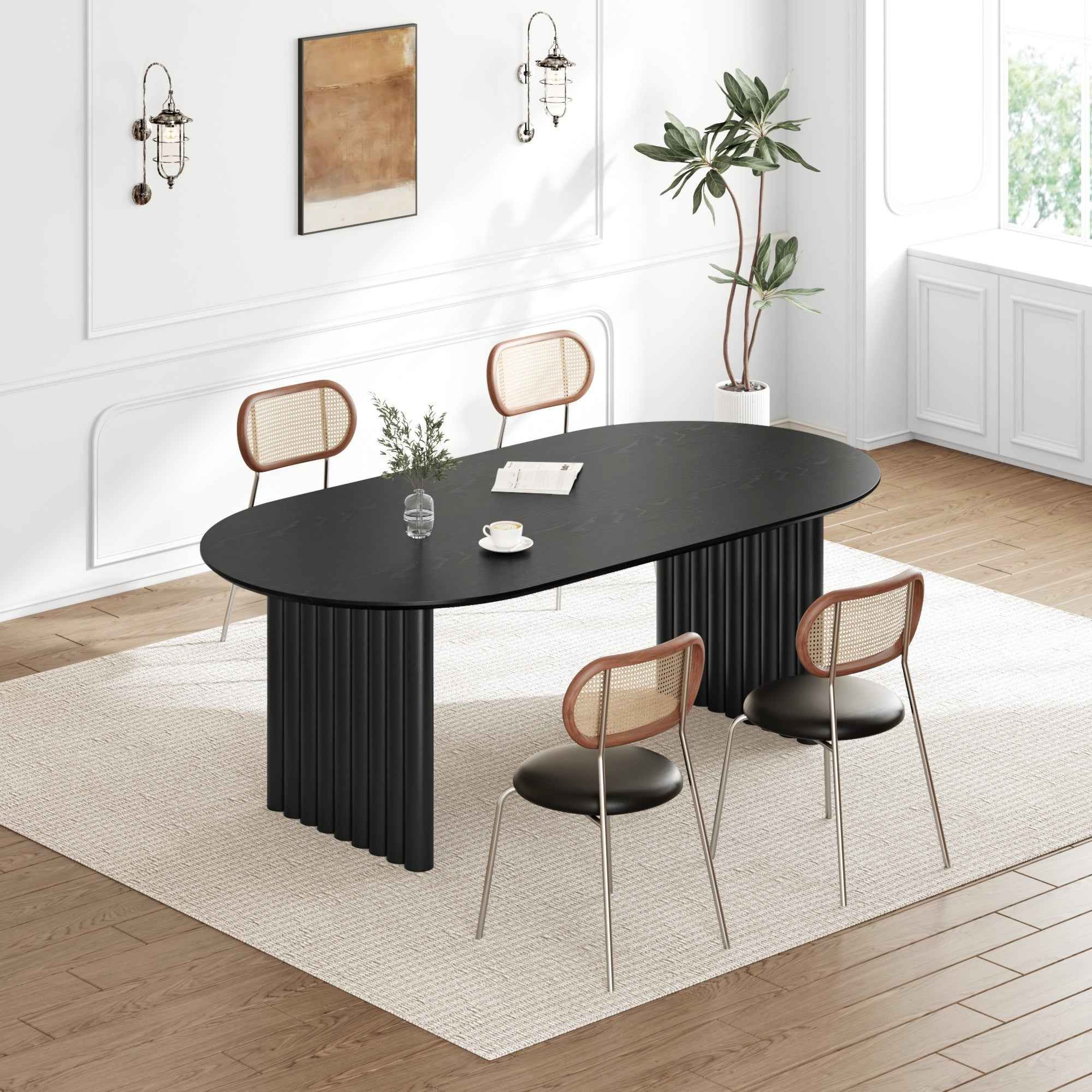33" Black Solid Wood Oval Bar Table