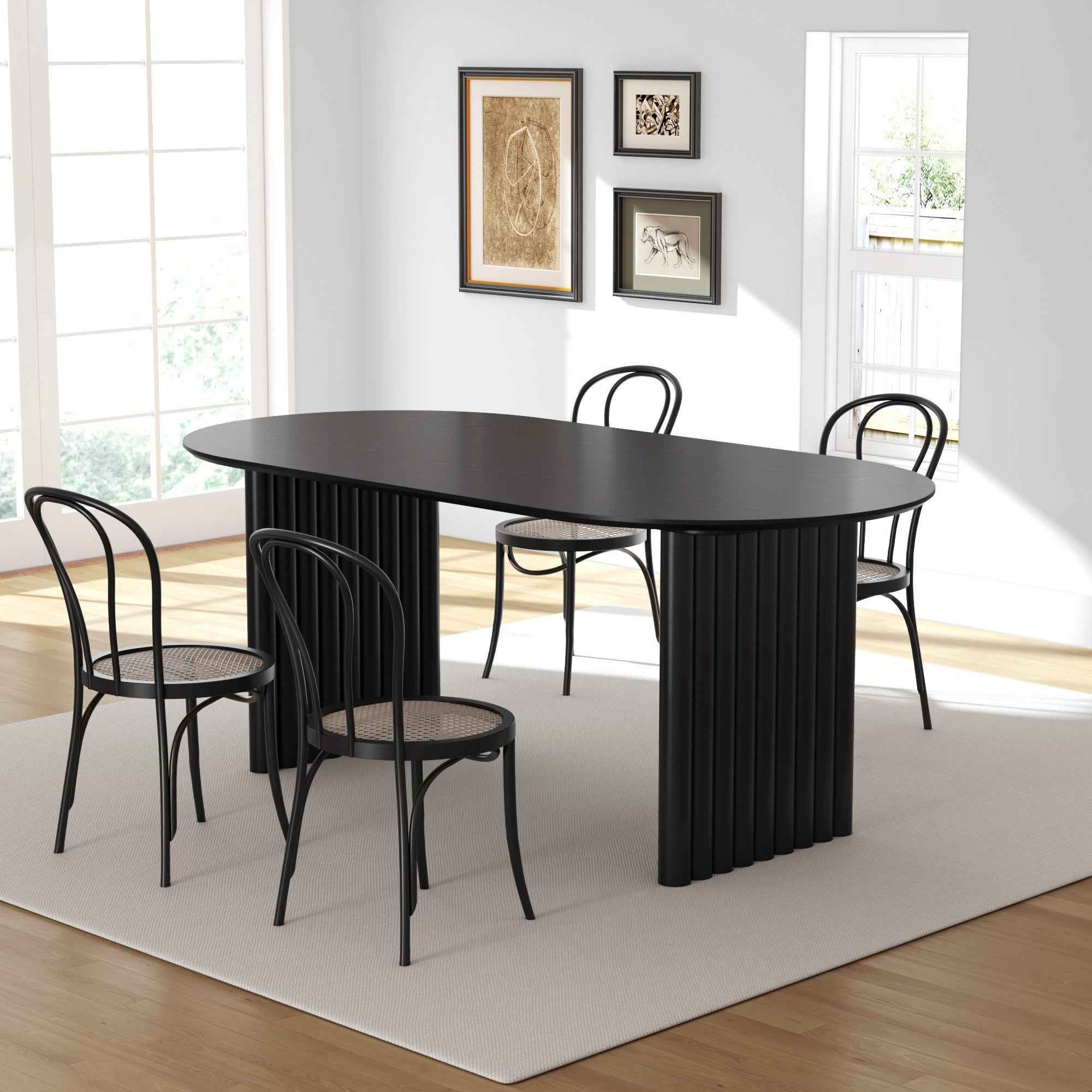 33" Black Solid Wood Oval Bar Table