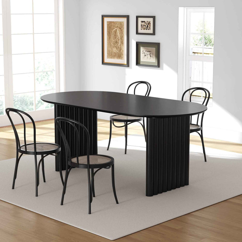 33" Black Solid Wood Oval Bar Table