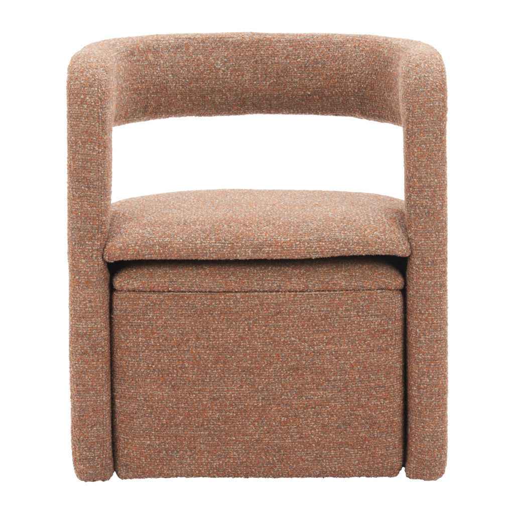 26" Brown Upholstered Arm Chair With Ottoman
