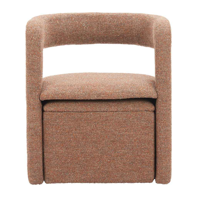 26" Brown Upholstered Arm Chair With Ottoman