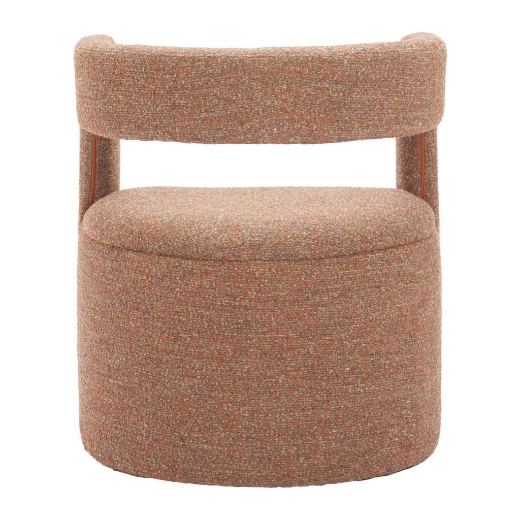 26" Brown Upholstered Arm Chair With Ottoman