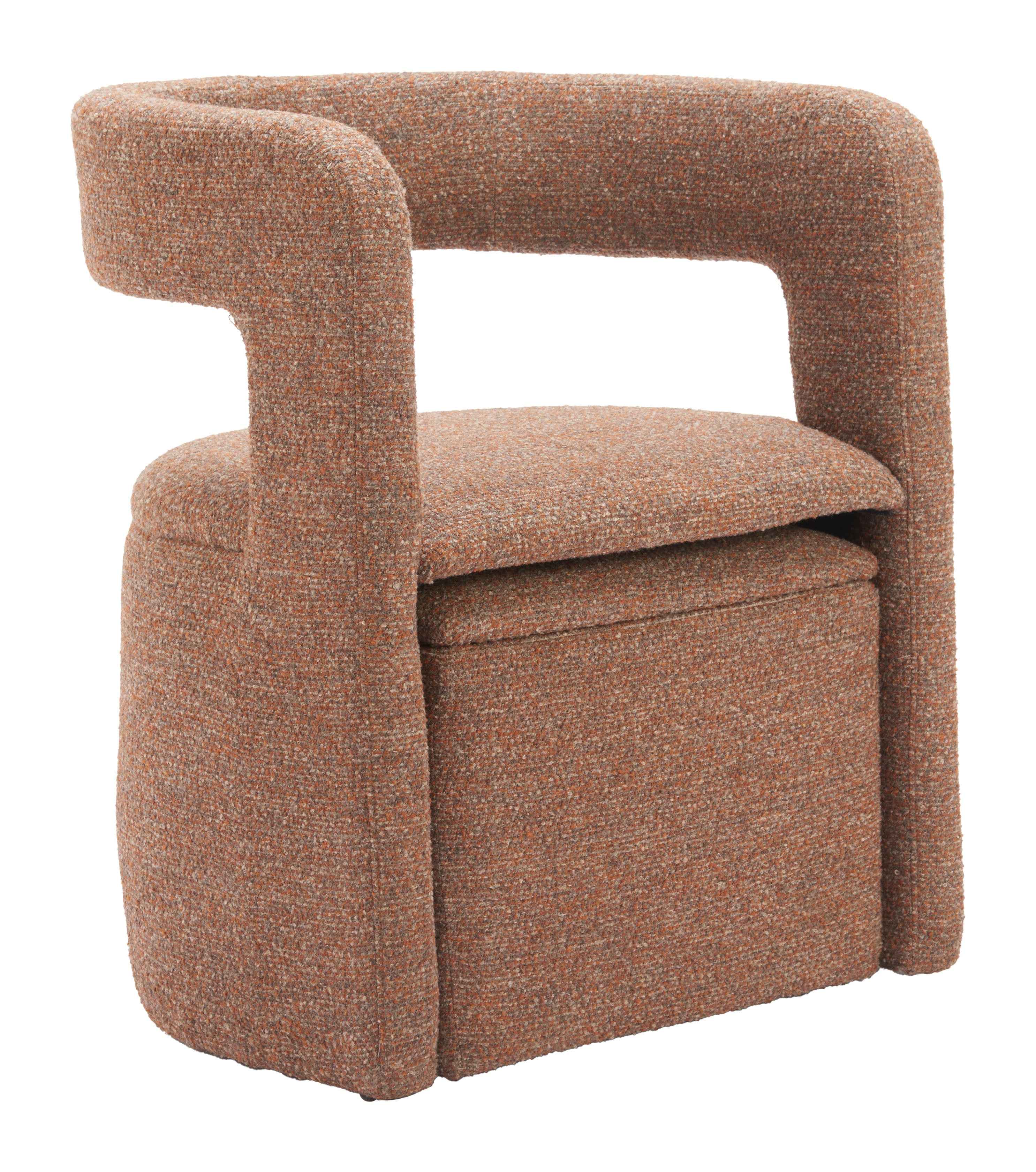 26" Brown Upholstered Arm Chair With Ottoman