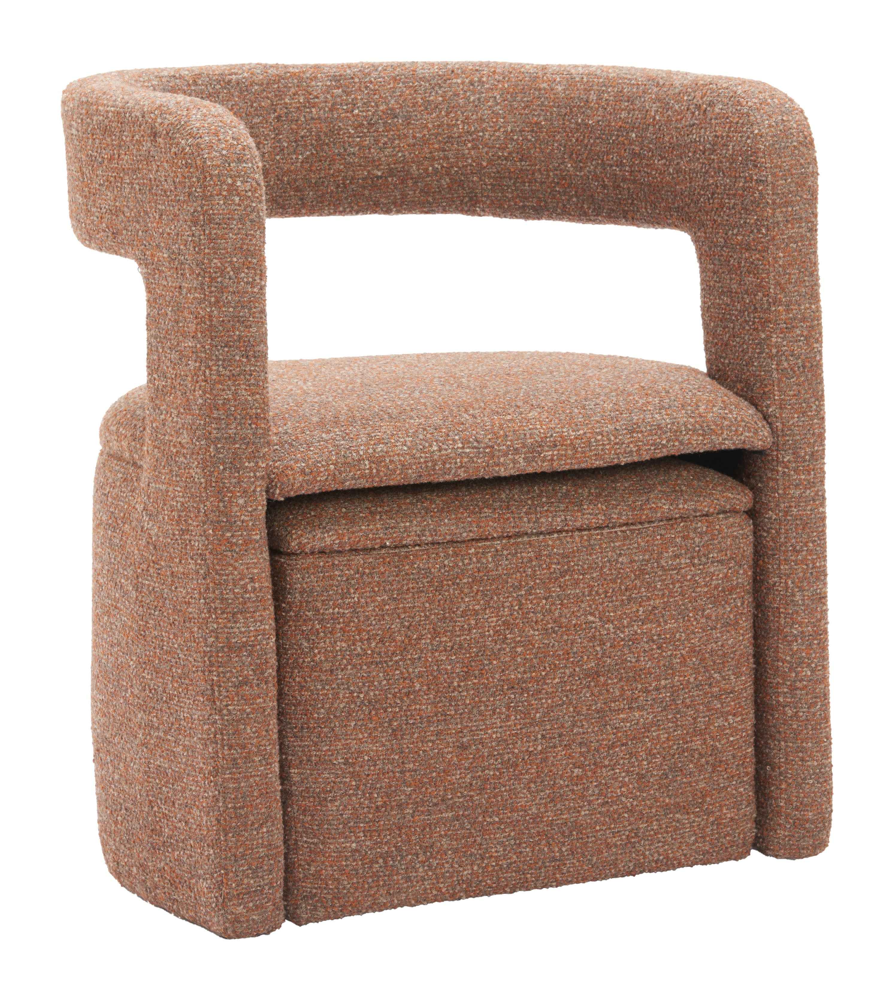 26" Brown Upholstered Arm Chair With Ottoman