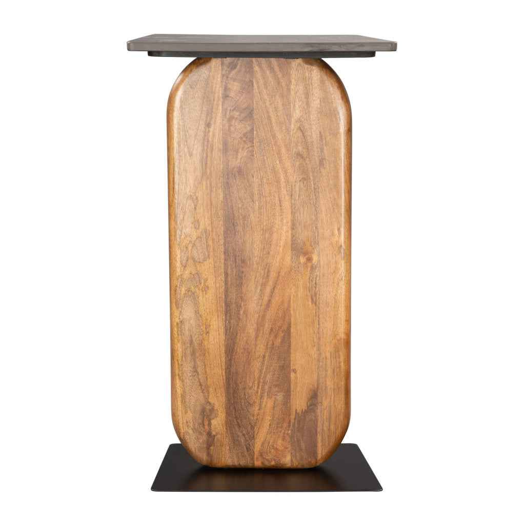 43" Black and Brown Genuine Marble and Solid Wood Solid Console Table