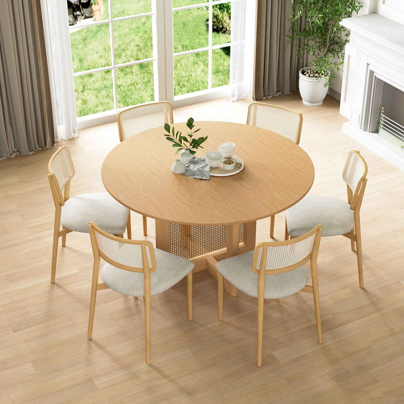 52" Yellow Solid Wood Rounded Bar Table