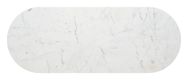 50" White and Brass Genuine Marble and Iron Oval Six Leg Console Table With Shelf Default Title