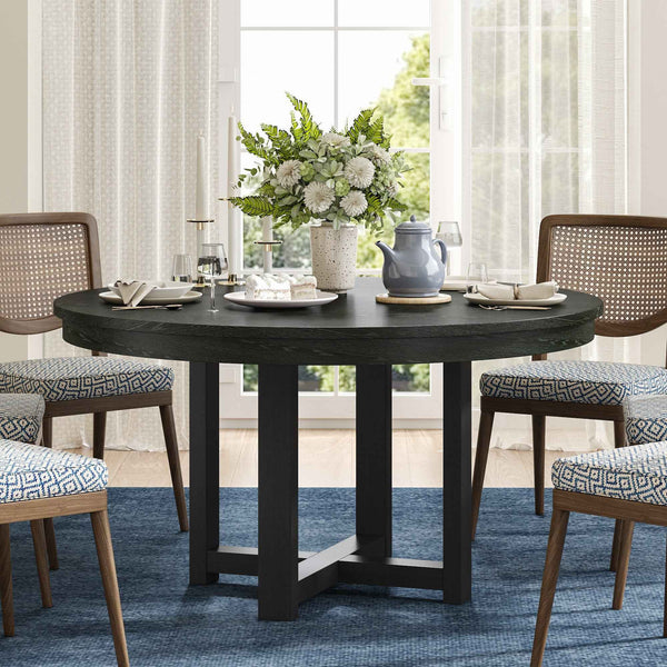 45" Black Solid Wood Rounded Bar Table