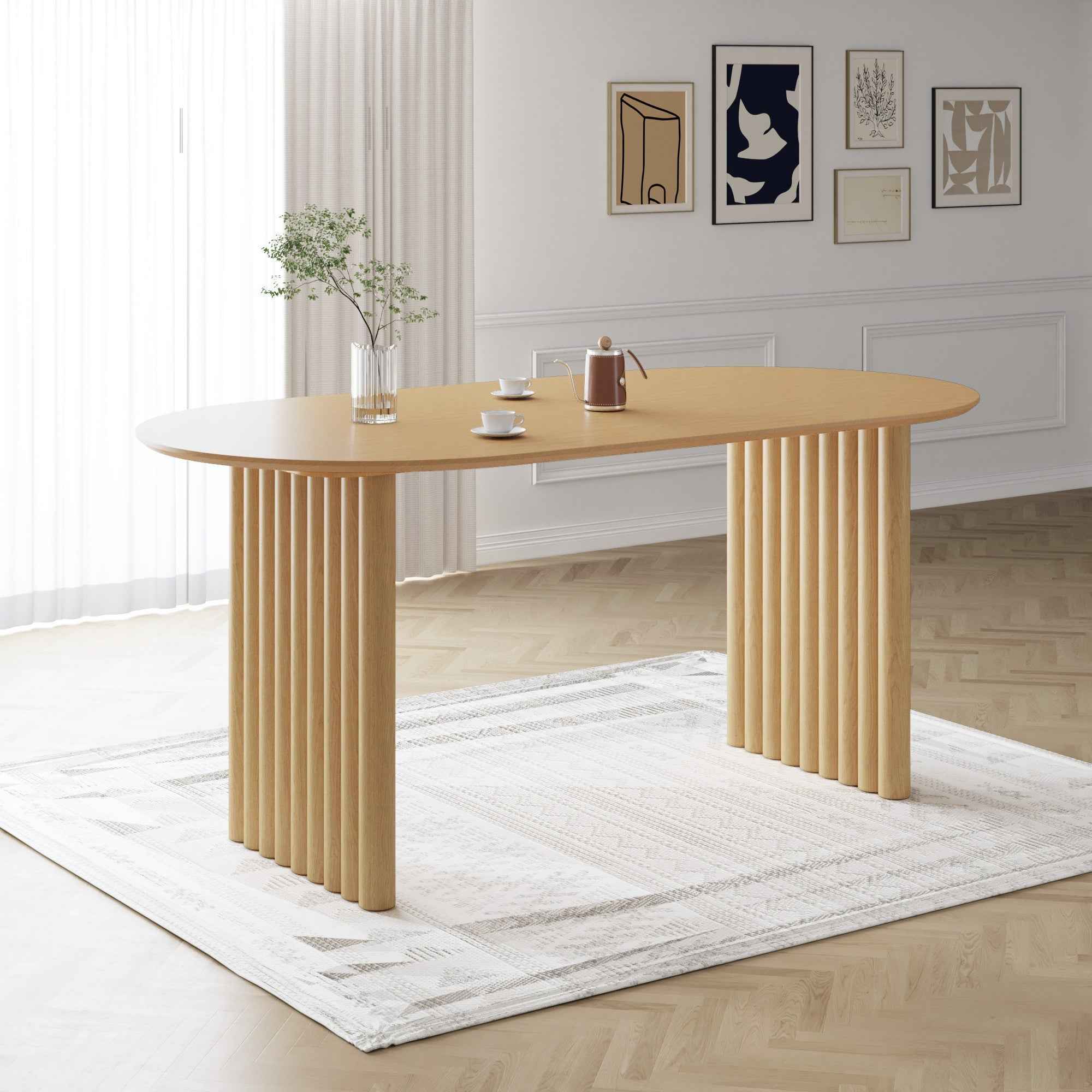 33" Yellow Solid Wood Oval Bar Table