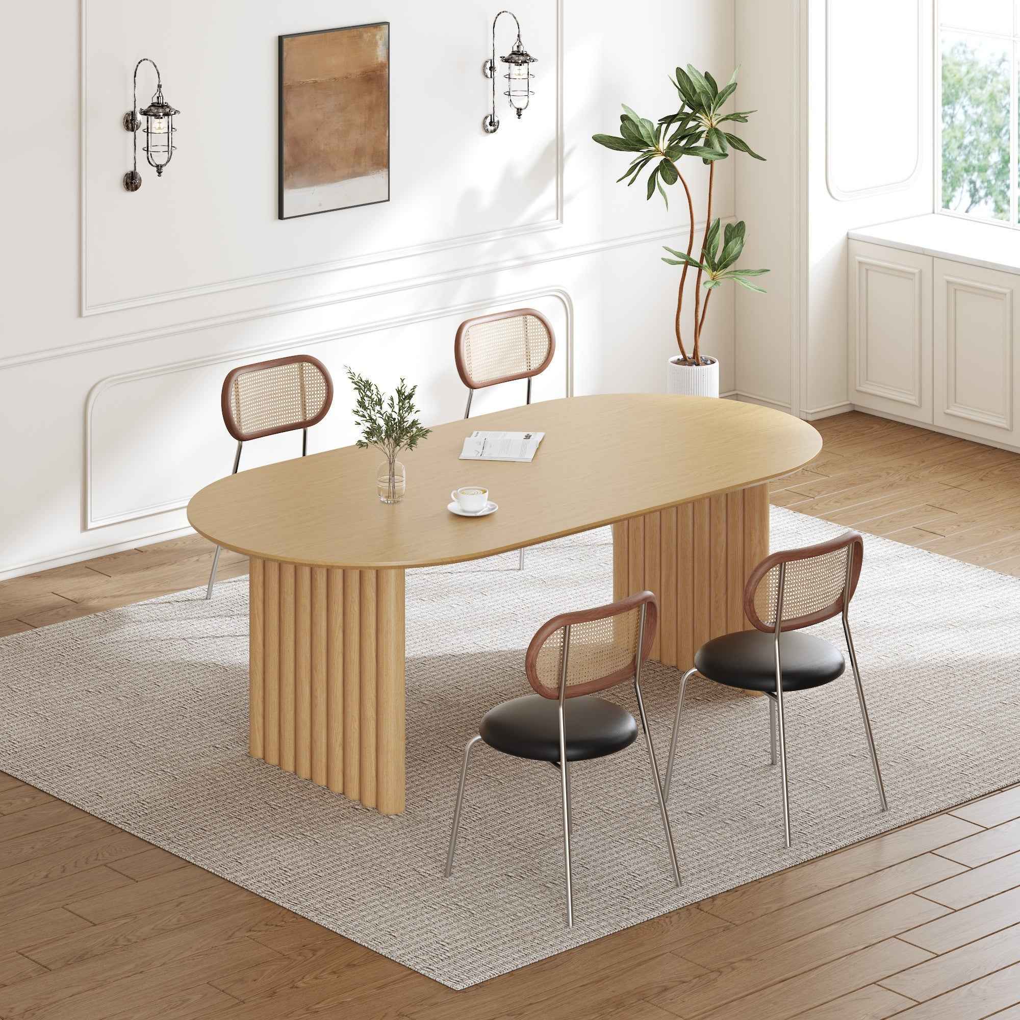 33" Yellow Solid Wood Oval Bar Table