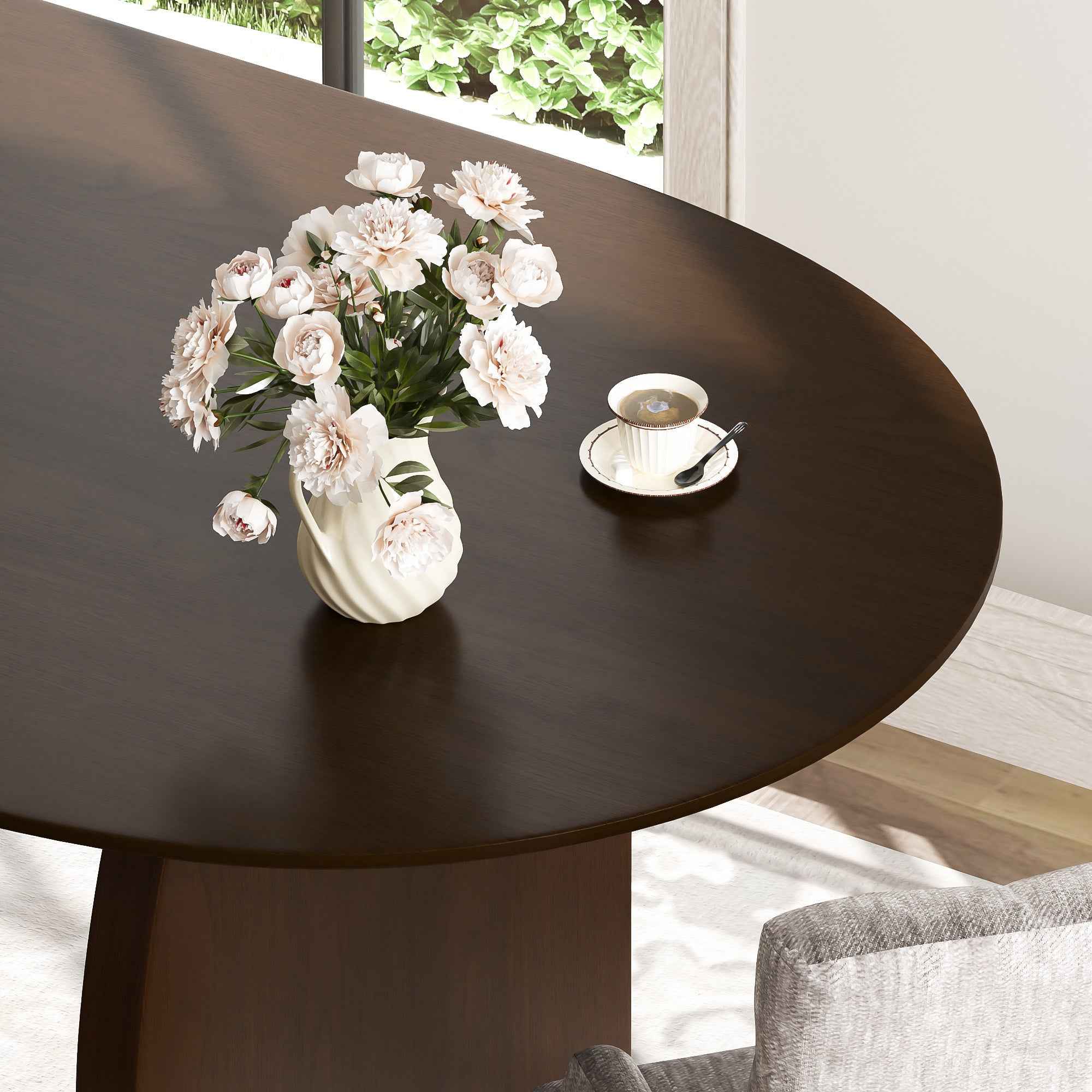 33" Brown Solid Wood Oval Bar Table