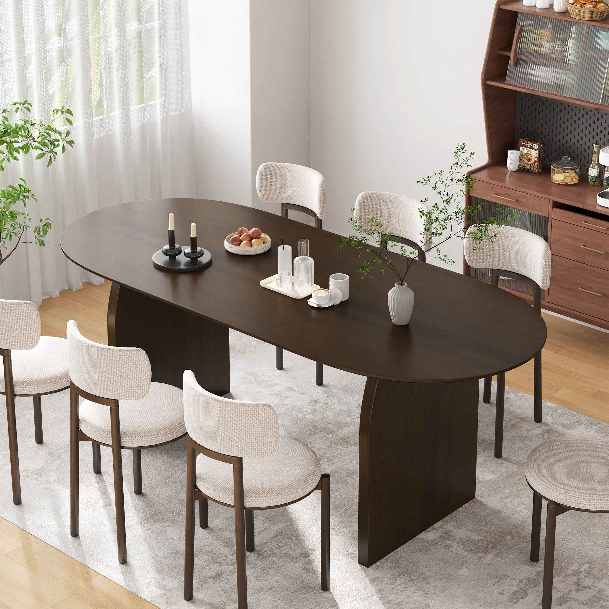 33" Brown Solid Wood Oval Bar Table