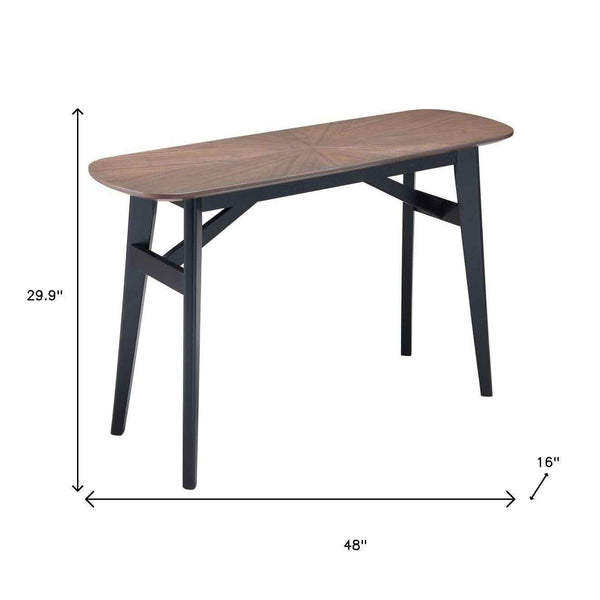48" Espresso and Black Solid Wood Oval Console Table Default Title