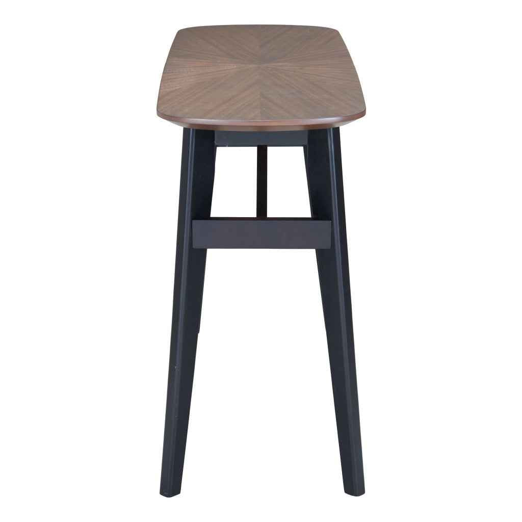 48" Espresso and Black Solid Wood Oval Console Table